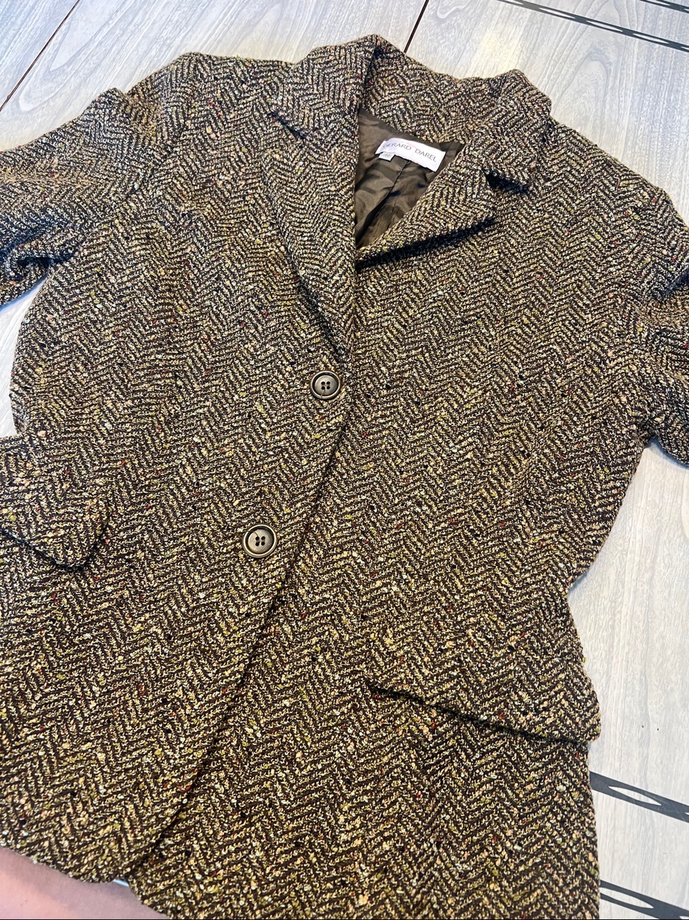 Gerard Darel Multicolor Fleck Herringbone Tweed Blazer
